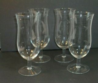 Set Of 4 Hurricane / Cyclone Frozen Cocktail Drink Glasses 8 1/2 " Tall