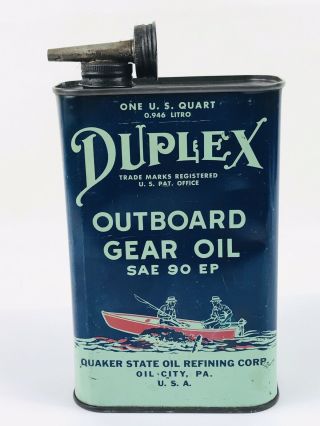 Duplex Outboard Gear Oil Oil City Pa 1 Quart Can Gas & Oil Advertising 48