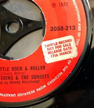 Shakin’ Stevens And The Sunsets 7” Vinyl Single SWEET LITTLE ROCK N ROLLER DEMO 3