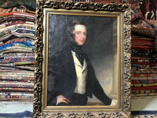 AUTH: 18th century Portrait of an English Aristocratic Gentleman Oil painting NR 4