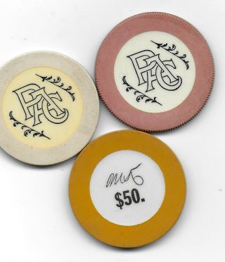 3 Obsolete Crest & Seal Casino Chips - The Location Of These Casinos Is Unknown