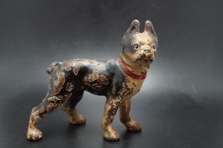 Vtg Painted Paperweight Hubley Cast Iron Boston Terrier Dog