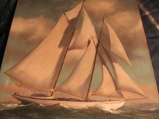 Antiques T.  Bailey Oil On Canvas Sail Boat Early 1900 