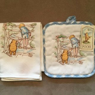 Vintage (c.  1990s) Nwt Disney Winnie The Pooh Kitchen Towel And Hot Pad