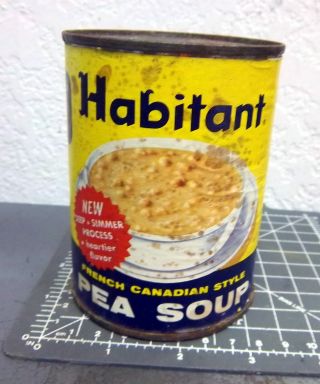 Vintage Full 15 Oz Can Habitant Pea Soup,  Great Colors & Graphics