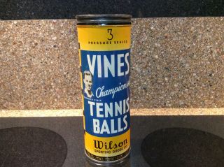 Ellsworth Vines Championship Tennis Ball Metal Can Wilson Sporting Goods