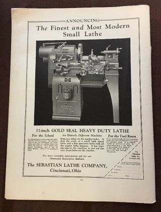 1928 Sebastian Lathe Company Cincinnati Ohio Illustrated Print Trade Ad 3
