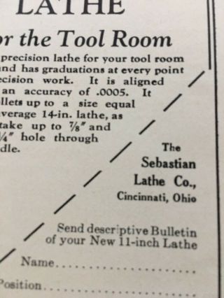 1928 Sebastian Lathe Company Cincinnati Ohio Illustrated Print Trade Ad 4