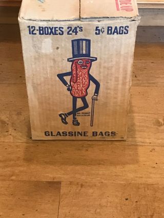 Vintage 1940 ' s Planters Peanuts Store Display Box 5 Cents Glassine Bags 4
