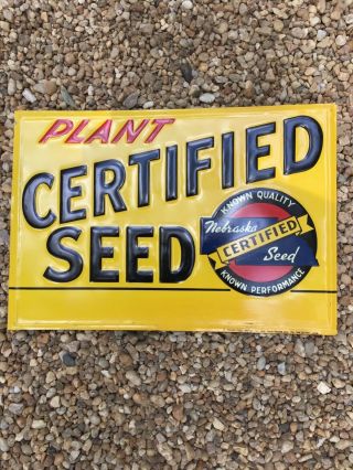 Rare 1960s Plant Seed Sign Nebraska - Nos - Colors & Shine