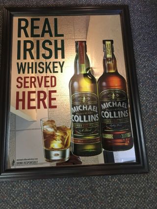 Michaels Collins Real Irish Whiskey Mirror Wood Framed Graphics Rare