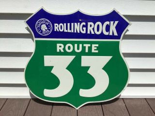 Rolling Rock Beer Sign Route 33 Road Tin Latrobe Brewing Co
