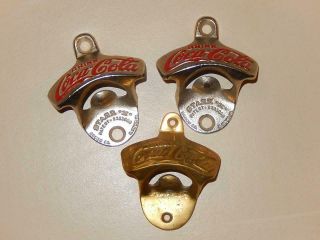 Vintage Wall Mount Coca - Cola Bottle Opener Starr X 2 And 1 Brass