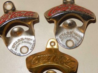 Vintage Wall Mount Coca - Cola Bottle Opener Starr X 2 and 1 Brass 2