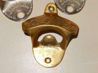 Vintage Wall Mount Coca - Cola Bottle Opener Starr X 2 and 1 Brass 3