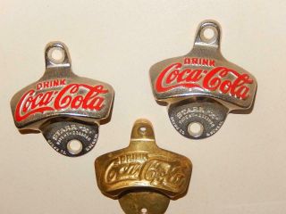 Vintage Wall Mount Coca - Cola Bottle Opener Starr X 2 and 1 Brass 5