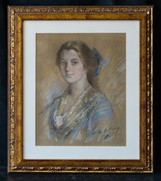 York Listed Artist Edwin Austin Abbey (1852 - 1911) Pastel " Lady Portrait "