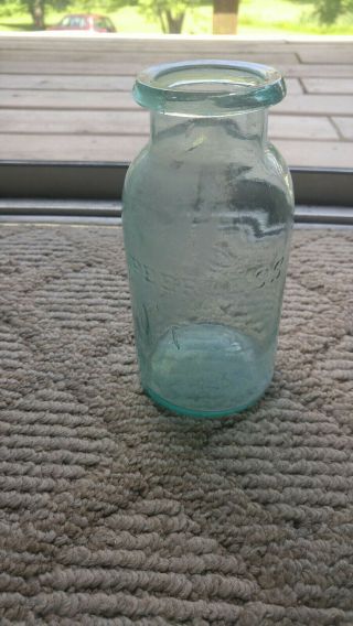 Vintage/antique Peerless Wide Mouth Mason Type Jar 3 Aqua/lt.  Green