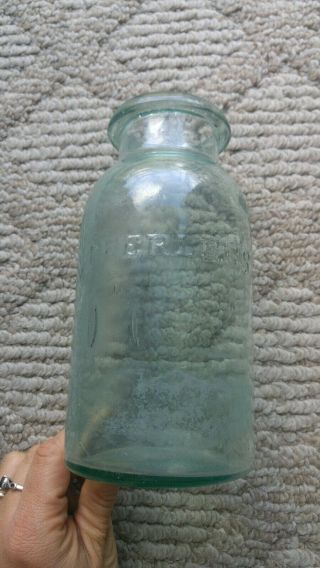 Vintage/Antique Peerless Wide Mouth Mason Type Jar 3 Aqua/Lt.  Green 3