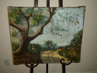 Antique Early 19th Century Oil Painting Landscape On Canvas Artist Signed