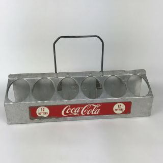 1950s 12 Bottle Coke Carrier Metal Aluminum Case Carton Holder Bottling Plant