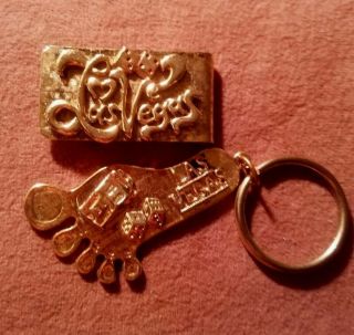 Vintage 1960s Las Vegas Key Ring And Money Clip Set In Case Nos