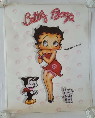 Rare.  Vintage Betty Boop Poster 22x28 " Tv Television Cartoon Comic 80s (1986)