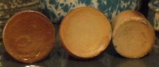 3 DIFFERENT OLD ANTIQUE SALTGLAZE STONEWARE POTTERY INK BOTTLES 2 ARE CONE INKS 2