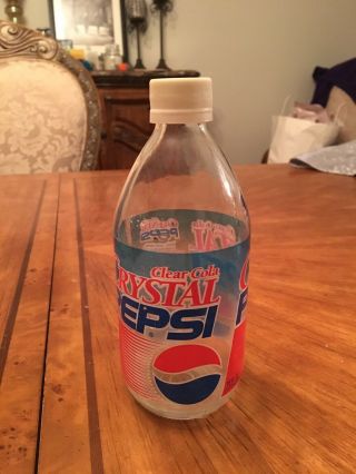 1990s Vintage Crystal Pepsi Bottle,  Glass,  Collectible