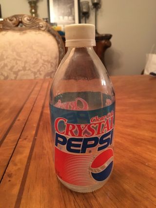 1990s Vintage Crystal Pepsi Bottle,  Glass,  Collectible 2