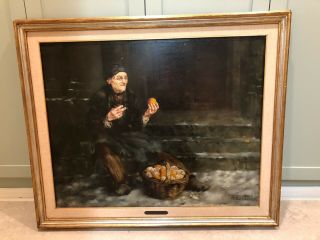 Albert Brument French,  19th Century Oil Painting " Man With Fruit "