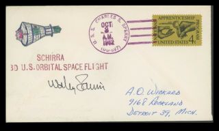 Wally Walter Schirra - Astronaut - 1962 Personally Signed Orbital Space Cover.