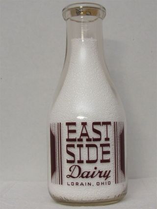 Trpq Milk Bottle East Side Dairy Farm Lorain Oh Lorain County State Spelled Out