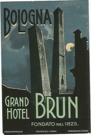 Grand Hotel Brun Luggage Deco Label (bologna)