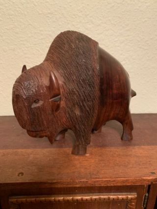 Vintage Ironwood Carved Buffalo/bison