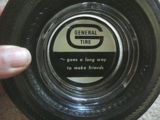 GENERAL TIRES Vintage RUBBER AND GLASS TIRE SHAPED ADVERTISING ASHTRAY - MINTY 2