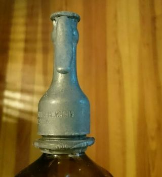 Vintage Amber Panel Seltzer Syphon Bottle Rudolf Scheuchenstein Eagle Topper 8