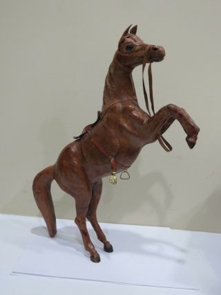 Vintage Leather Horse And Saddle Statue Figurine,  15 " Tall