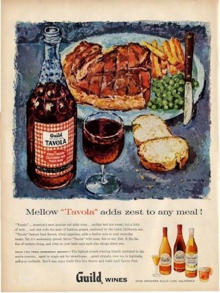 1957 California Guild Wines Great Vintage Kitchen Decor Print Ad