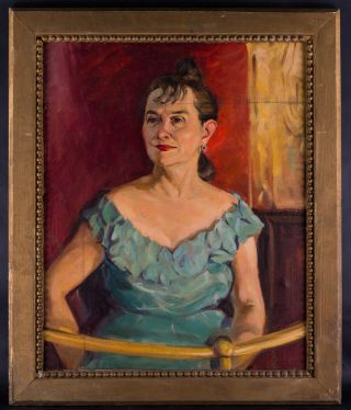 Large Early 20th Century Impressionist Oil " Portrait Of Lady "