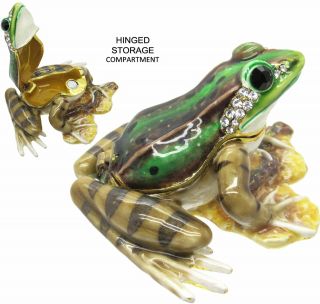 Frog Jeweled Trinket Box With Swarovski Crystals