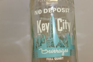 Key City Beverages Soda Bottle,  7 Up Bottling.  No Deposit 1966