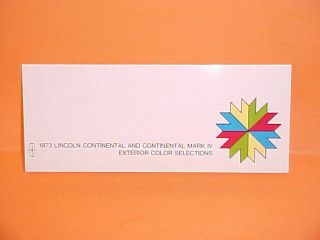 1973 Lincoln Mark Iv Showroom Paint Chips Brochure 73