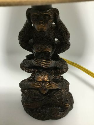 3 Monkey - See No Evil,  Hear No Evil,  Speak No Evil Table Lamp With