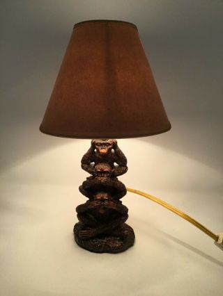 3 Monkey - See No Evil,  Hear No Evil,  Speak No Evil Table Lamp with 3