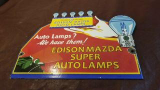 Vintage General Electric Porcelain Gas Auto Lamps Edison Bulbs Service Sign
