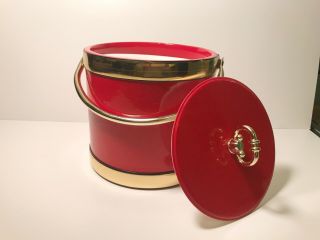 Red Kraftware Vintage Ice Bucket Patent Vinyl - Great Vintage 2