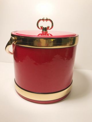 Red Kraftware Vintage Ice Bucket Patent Vinyl - Great Vintage 4