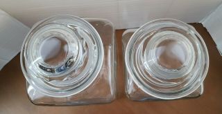 2 Vintage Apothecary Glass Jars Mid - Century Wide - Mouth Square Grounded Fittings 3