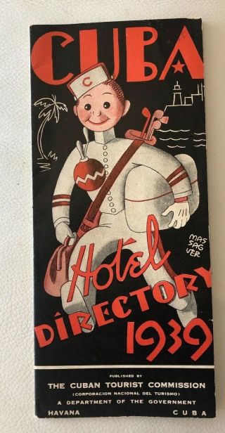 Antique Cuba Hotel Directory 1939 Rare Great Historical Brochure